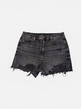 American Eagle Outfitters Distressed Black Washed Denim Shorts